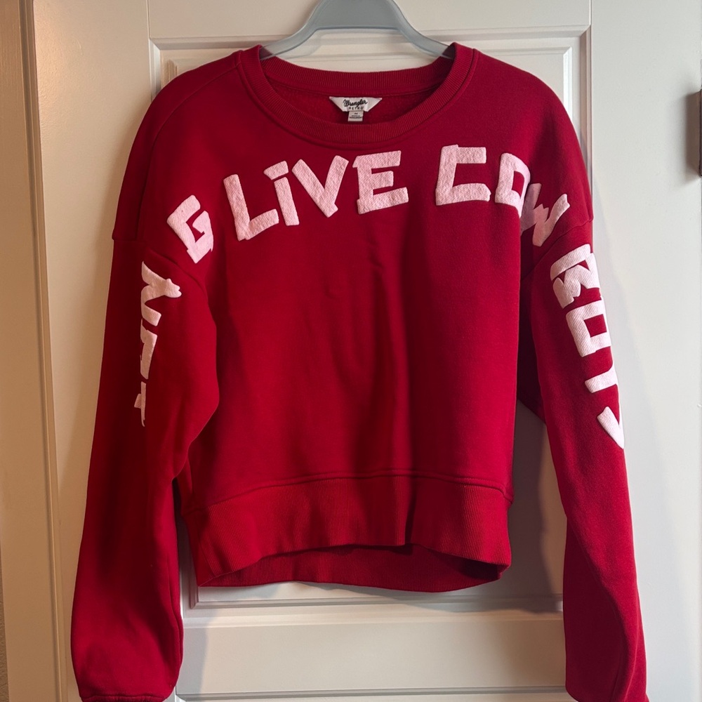“Long live Cowboys” Wrangler Red Women's Crew Neck Sweater